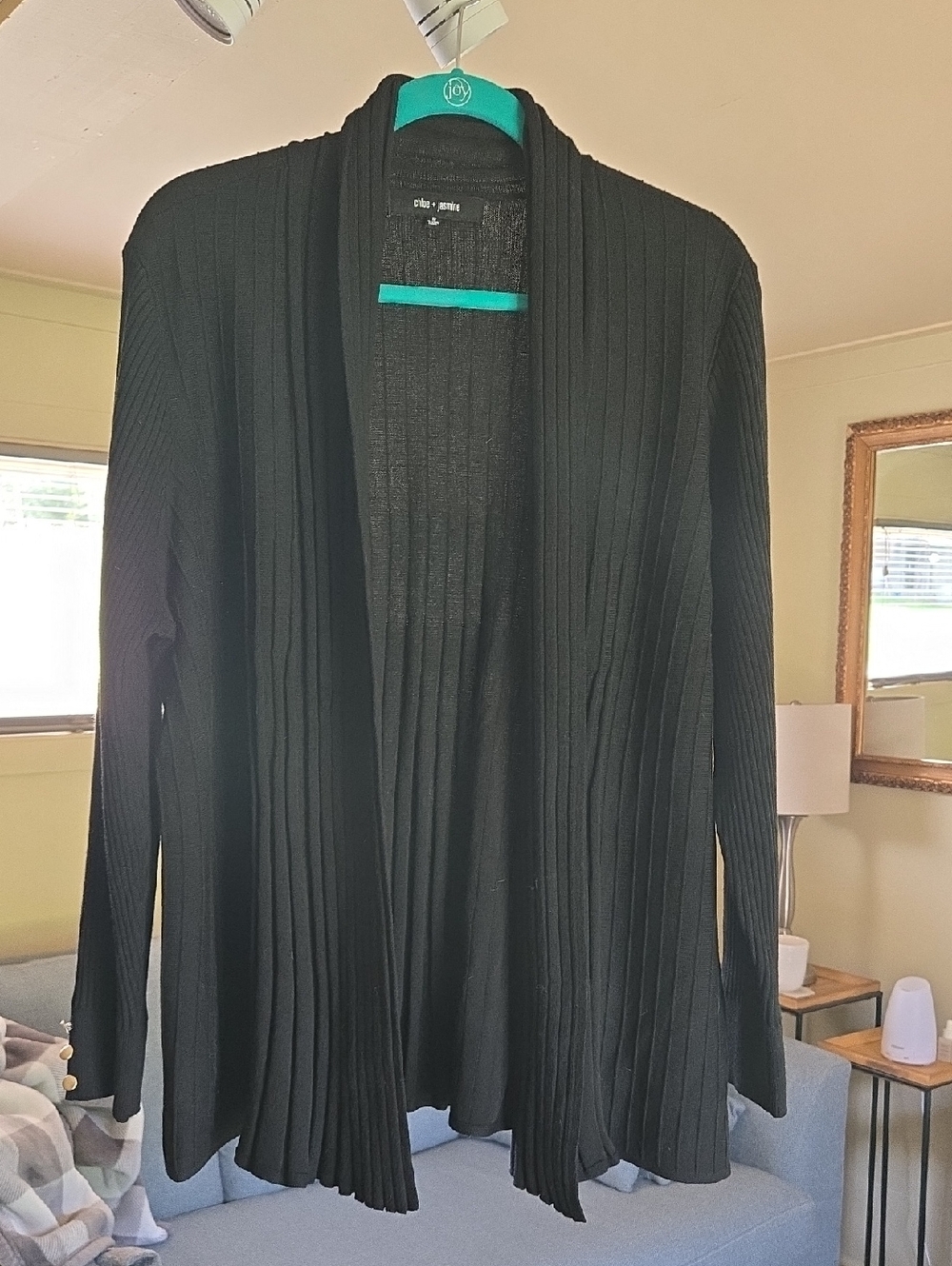 Black Ribbed Open-Front Cardigan Sweater - Chico's